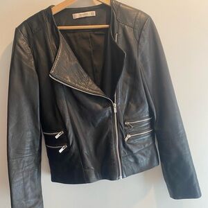 Mango Black Leather Biker Jacket